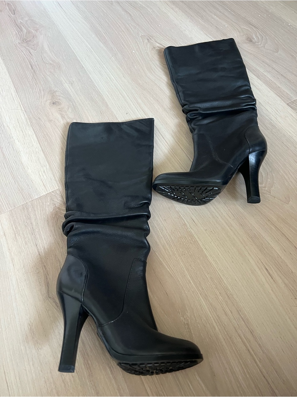 Classic Black Mid-Calf Heeled Boots